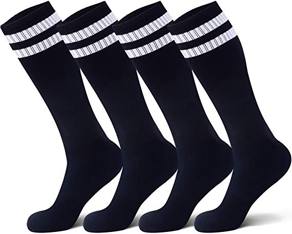 Raigoo Soccer Sock For Kids(4-11 Years Old), Sport Cushion Team Kneel High Socks For Youth Boys & Girls