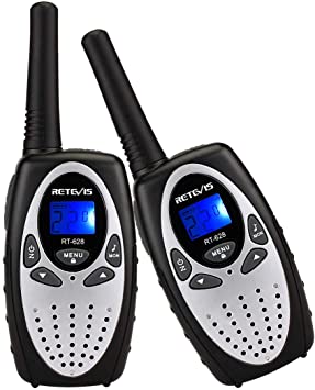 Retevis RT628 Kids Walkie Talkies,22 Channels Long Range Walkie Talkies for Kids Toy with Belt Clip,Two Way Radio Gift for Boys and Girls to Outdoor Adventure Game,Vacation Travel(Silvery,2 Pack)