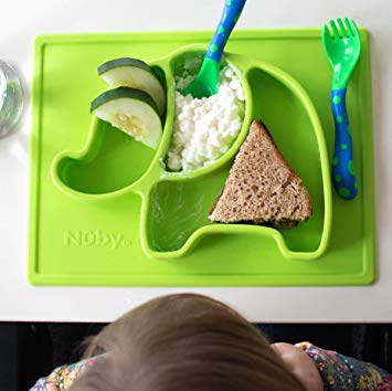 Nuby Sure Grip Elephant Silicone Placemat, Green