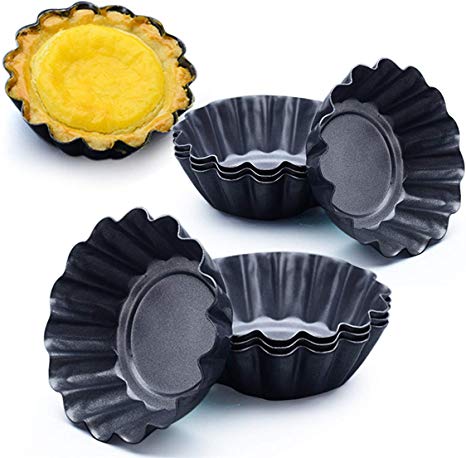 Picowe 12 Packs Egg Tart Mold, Upgrade Bigger Size 3 x 0.9inch, Cupcake Cake Muffin Mold Tin Pan Baking Tool, Carbon Steel