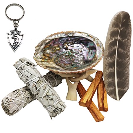 XL Smudge Kit - Sage, Palo Santo, Abalone Shell, Tripod, Feather & Free Gift!! Healing, Smudging, Cleansing, Purifying, Stress Relief