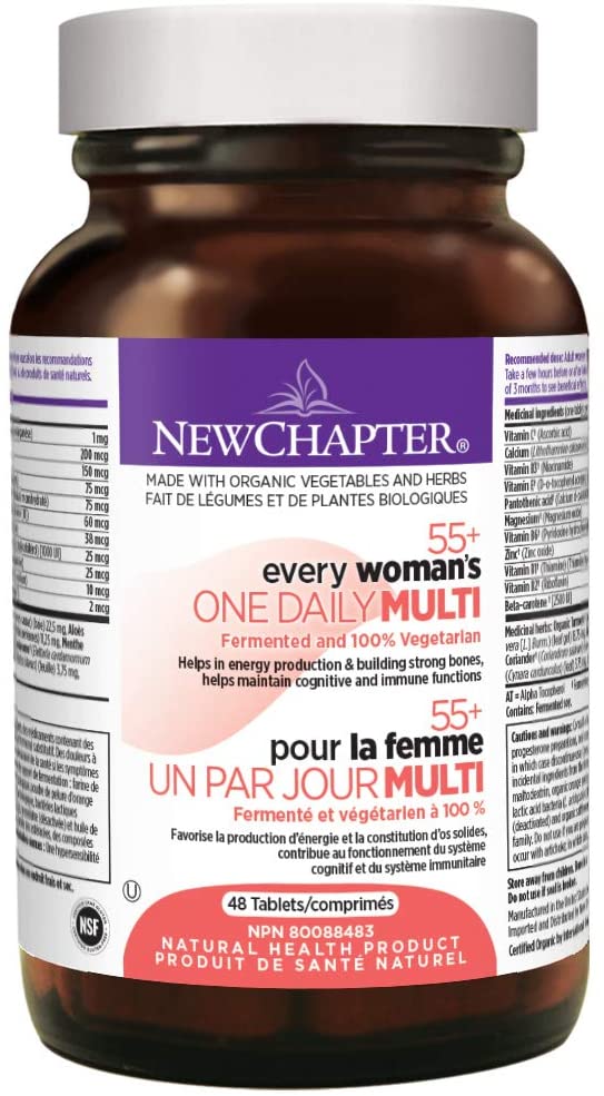 New Chapter Multivitamin for Women 50 Plus - Every Woman's One Daily 55  with Fermented Probiotics   Whole Foods   Astaxanthin   Vitamin D3   B Vitamins   Organic Non-GMO Ingredients -48 ct