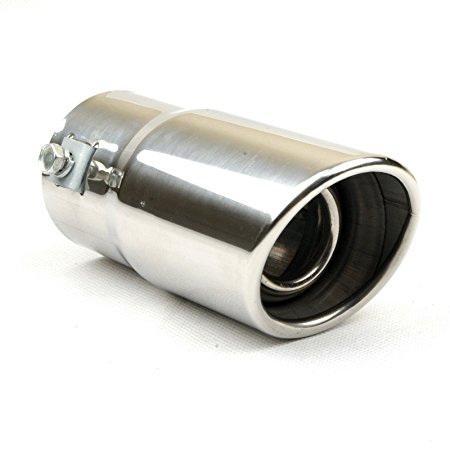 Universal Fits Car Stainless Steel Chrome Round Exhaust Tail Muffler Tip Pipe Fit Pipe Diameter 1 1/2'' - 2''