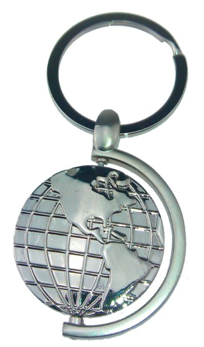 4EVER Cool Stainless Steel Silver Globe Couple Keychain 360 Degree Rotation Earth Planet Map Engraved (With Gift Box) Sweetheart Pendant Key Ring Key Chain Best Gift for Festival Birthday