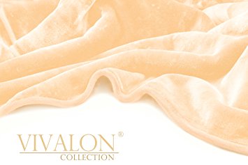 VIVALON Solid Color Ultra Silky Soft Heavy Duty Quality Korean Mink Reversible Blanket 9 lbs King Beige