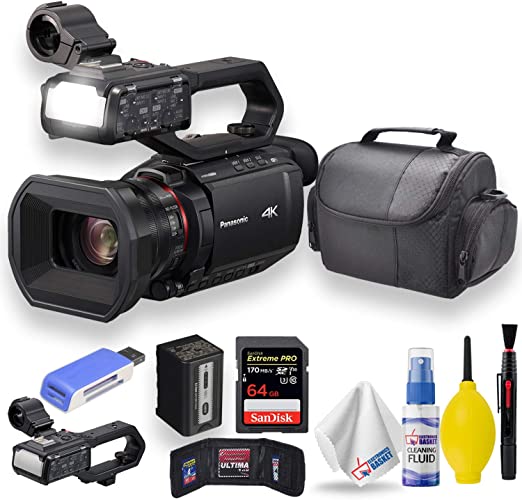 Panasonic HC-X2000 UHD 4K 3G-SDI/HDMI Pro Camcorder with 24x Zoom W/Soft Case   Sandisk Extreme Pro 64GB Card   Clean and Care Set   More - Starter Bundle