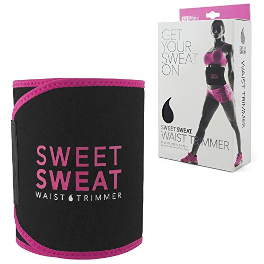 Sweet Sweat Premium Waist Trimmer for Men & Women. Includes Free Sample of Sweet Sweat Workout Enhancer!