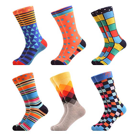 WeciBor Men's Colorful Funny Novelty Crazy Combed Cotton Casual Socks Packs