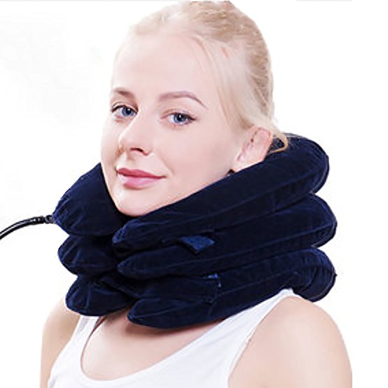Cervical Traction Device ✮ Improve Spine Alignment to Reduce Neck Pain ✮ Cervical Collar Adjustable（Blue) cervical neck traction Pillow (Blue) … (blue)