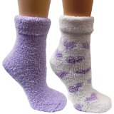 Kissables Womens Chenille 2 Pair Fluffy Socks Set w Infused Lavender