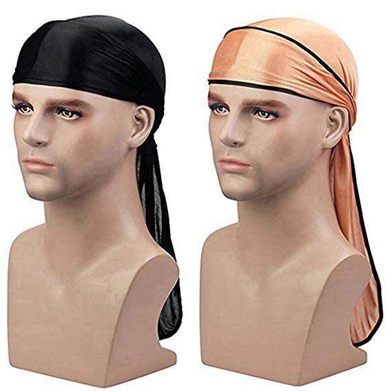 Silky Durag (2PCS/3PCS) with Extra long tail and wide straps headwrap Du-Rag for 360 Waves