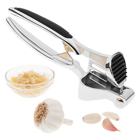 Savisto Multi Clove Garlic Press Mincer & Ginger Crusher with Ergonomic Grip & Easy Clean Function - Silver