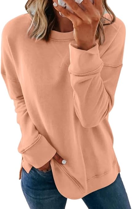 Dokotoo Women's Casual Crew Neck Sweatshirt Loose Soft Long Sleeve Pullover Tops