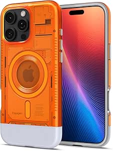 Spigen Classic C1 MagFit Designed for iPhone 16 Pro Case (2024) [Military-Grade Protection] Compatible with MagSafe - Tangerine