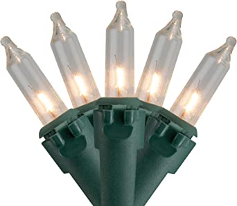 10-Count Clear Mini Christmas Light Set, 5.5 ft Green Wire