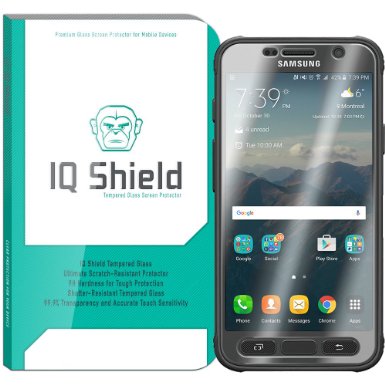 Galaxy S7 Active Screen Protector, IQ Shield® Tempered Ballistic Glass Screen Protector for Samsung Galaxy S7 Active - 99.9% Transparent HD and Anti-Bubble Shield - with Lifetime Warranty