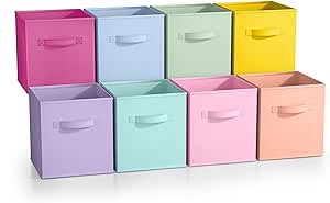 Sorbus Fabric Storage Cubes - 8 Foldable Storage Bins for Organizing Pantry, Cubbies, Toy Box - Clothes Storage & Closet Organizer - 11 Inch Collapsible Cube Baskets for Shelves with Handle