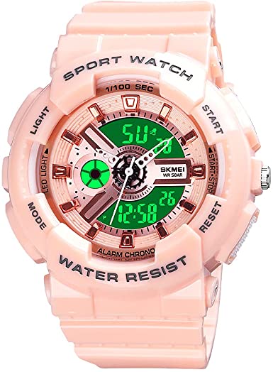 Womens Digital Sports Watch Large Face Sports Outdoor Waterproof Military Chronograph Wrist Watches for Women with Date Multifunction Tactics LED Army Stopwatch