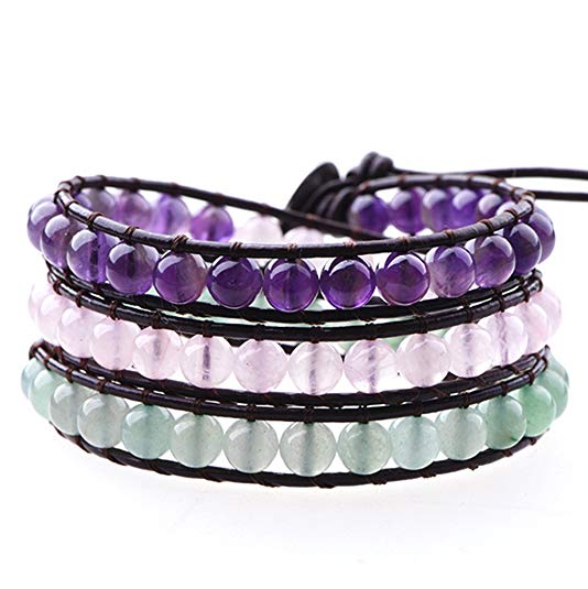 Mirilya Genuine Crystals and Healing Stones for Anxiety Depression Stress Relief Natural Gemstone Bracelets