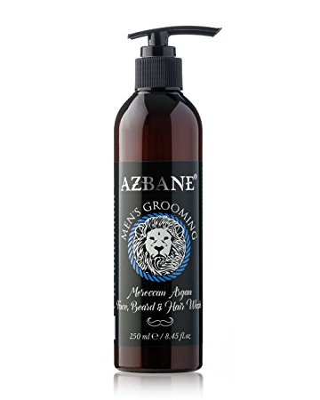 Azbane Moroccan Argan Face Beard & Hair Wash 250 Ml - 8.45 Fl.oz