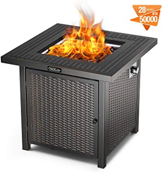 TACKLIFE Gas Fire Pit Table, 28 inch 50,000 BTU Steel Surface Outdoor Propane Fire Table with Durable Cover, CSA Certification Approval