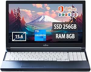 富士通 ノートパソコン Fujitsu Lifebook A577 Windows11 整備済 第7世代 Celeron メモリ8GB SSD256GB 秒速起動 高性能 ノートパソコン 15.6型 無線LAN WiFi Ms Office 2019