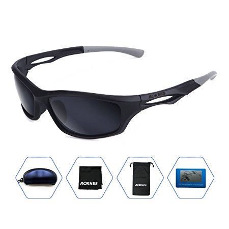 Aoknes Polarized Sports Sunglasses for men women Baseball Running Cycling Fishing Golf Tr90 Durable Frame