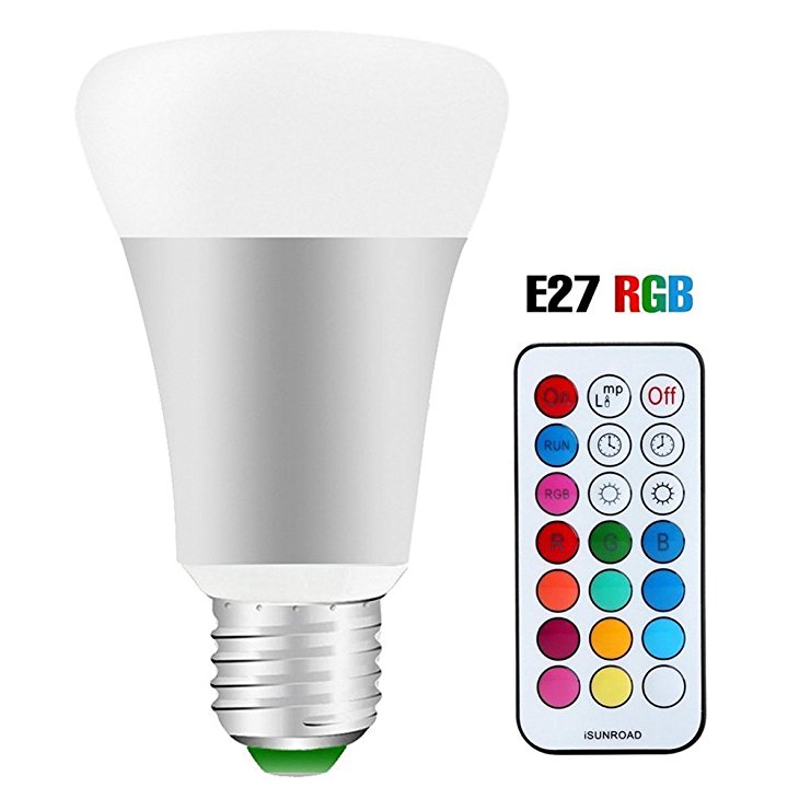 LED RGBW Light Bulbs, Minkle 10W E27 12 Colors Changing Dimmable Lighting Lamps with Remote Controller