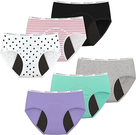 Nalwort Teen Girls Period Panties Cotton Leakproof Menstrual Underwear for First Period Starter