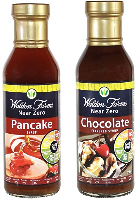 Walden Farms Near Zero Calorie Pancake and Chocolate Flavoured Syrup 355ml (Mix Pack)