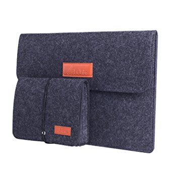 Lidlife 12 Inch Felt Laptop Sleeve Carrying Case Notebook Protective Bag with Mouse Pouch for for 12" Apple MacBook / 11" MacBook Air /12" Surface Pro 3 (Dark Gray)