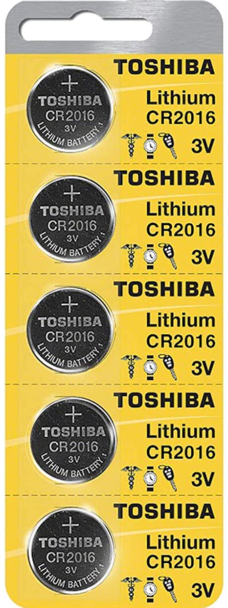 Toshiba CR2016 Battery 3V Lithium Coin Cell (5 Batteries)