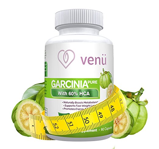 Venu Beauty Pure Garcinia Cambogia Extract – 60 Capsules with 60% Hydroxycitric Acid – Dietary Supplement for Weight Loss, Appetite Suppression & Digestive Health