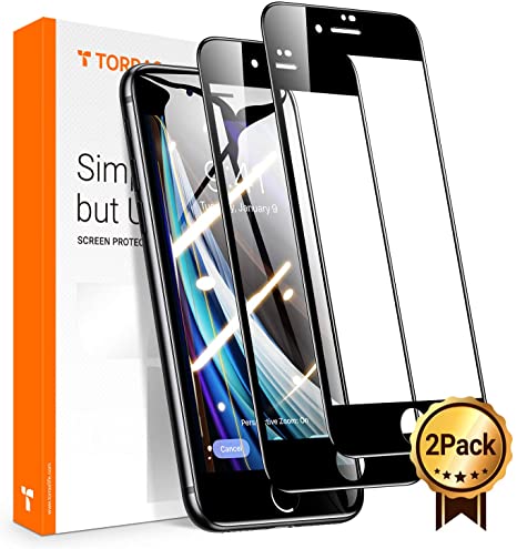 TORRAS Diamonds Hard iPhone SE 2020 Screen Protector, [Specifically for iPhone SE2] [Military Grade Shatterproof] [Eye Protection] HD Clear Halo Free Tempered Glass Film 4.7''-2 Pack