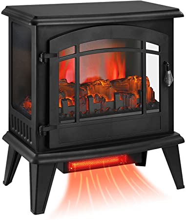 KINGSO 23" Electric Fireplace Stove, Freestanding Fireplace Heater with 3D Realistic Flame and Remote Control, Indoor Electric Stove Heater, CSA Certified Overheating Safety Protection, 1400W