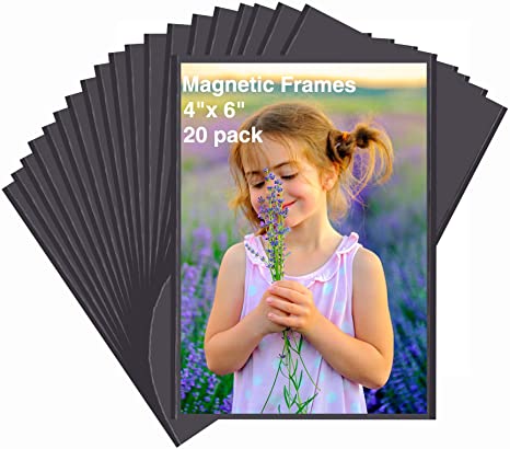 HIIMIEI 20 Pack 4x6 Magnetic Picture Frame for Refrigerator No Scratched, Fridge Magnetic Photo Pockets Hold to Metal Surface