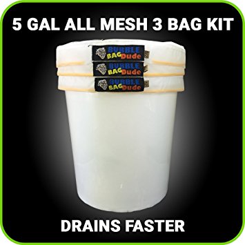 BUBBLEBAGDUDE All Mesh 5 Gallon 3 Bag Herbal Hash Ice Extractor Kit - Comes with Pressing Screen and Storage Bag from Bubblebagdude