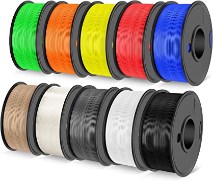 JAYO PLA 3D Printer Filament, 1.75mm PLA Printing Material Dimensional Accuracy /- 0.02mm, 0.25KG Spool Consumables fit for FDM 3D Printers, PLA 250Gx10