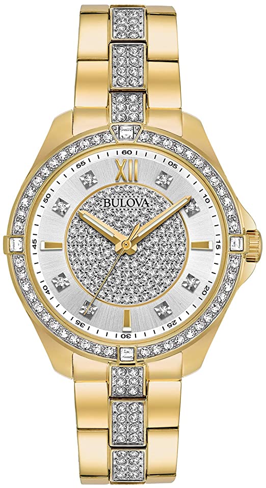 Bulova Women's 98L228 Swarovski Crystal Gold Tone Bracelet Watch