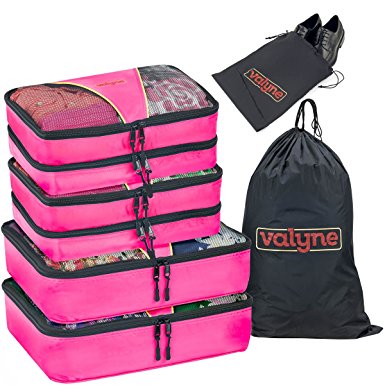 Valyne 6-pcs Packing Cubes Set Travel Accessories Luggage Organizer with 2 bags