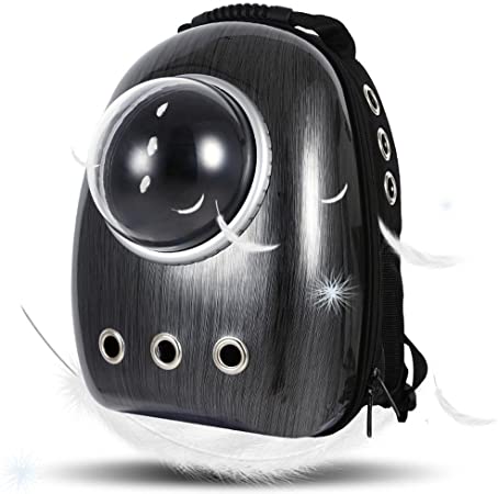 Lemonda Portable Travel Pet Carrier,Space Capsule Bubble Design,Waterproof Handbag Backpack for Cat and Small Dog (Black)