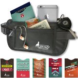 Money Belt For Travel with 1x Passport and 5x Credit Card Protector RFID Sleeves