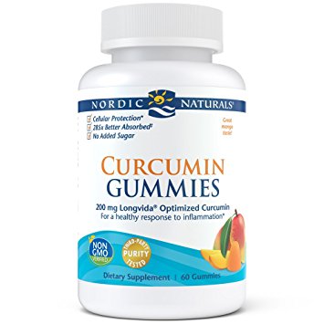 Nordic Naturals Curcumin Gummies - Chewable Gelatin-Free Gummies with 200 mg of Optimized Curcumin Support Healthy Inflammatory Response and Promote Healthy Metabolic Balance, Mango Flavor, 60 Count