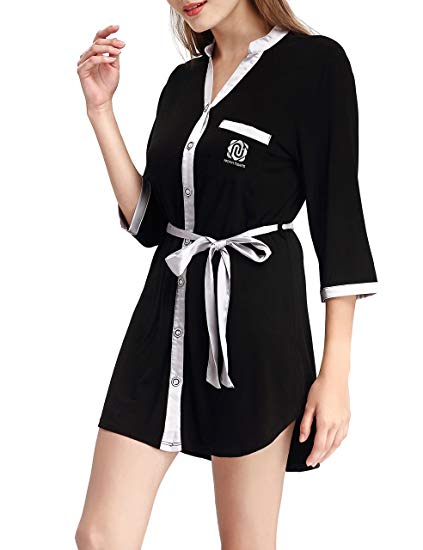 Women's 3/4 Sleeves Bathrobe Soft Kimono Knit Robe Sleepwear