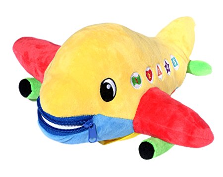 BUCKLE TOY "Bolt" Airplane - Toddler Early Learning Basic Life Skills Children’s Plush Travel Activity