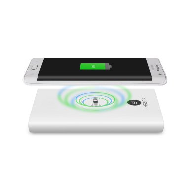 HSEOK Portable Wireless Charger 7000mAh Power Bank 2 in 1 Charging, External Battery Packs for Qi-Enabled Devices Samsung Galaxy S7/S6/S7 Edge/S6 Edge /Note 5, LG G5, Nexus 6, Nokia Lumia 920, White