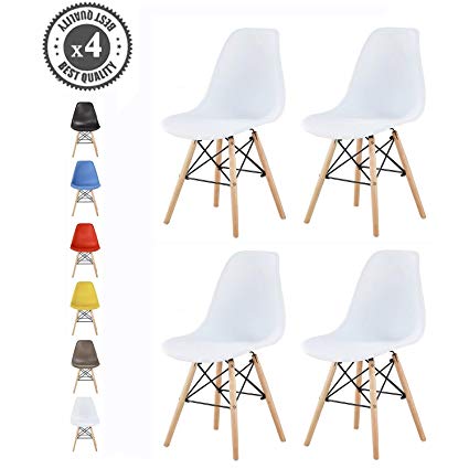 Set of 4 Modern Design Dining Chairs Eiffel Retro Lounge Chairs, LIA by MCC (white)