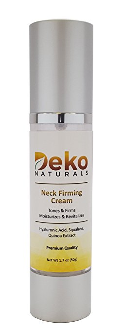Deko Neck Firming Cream with Vitamin C, Glycolic Acid & Hyaluronic Acid for Tight, Youthful Face, Neck & Chest 1.7 oz
