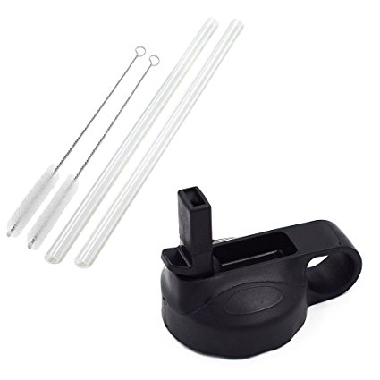 Flaskars Straw Lid for Hydro Flask Wide Mouth Water Bottle with 2 Straws and Straw Brushes