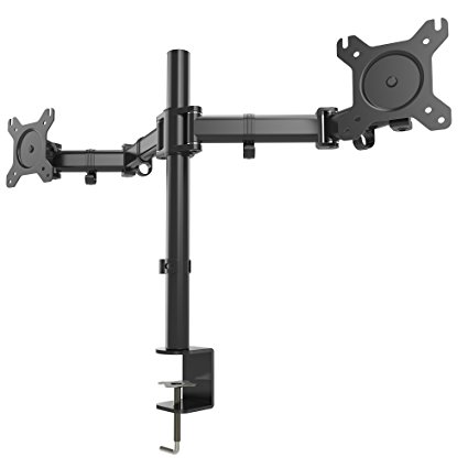 HUANUO Dual Fixed Monitor Mount, Prevent Neck/Back Pain & Get 50% More Work Done! Computer Arm Improves Body Posture, Monitor Arm Reduces Screen Glare! Clutter-Free Desk, Best Computer Monitor Stand!